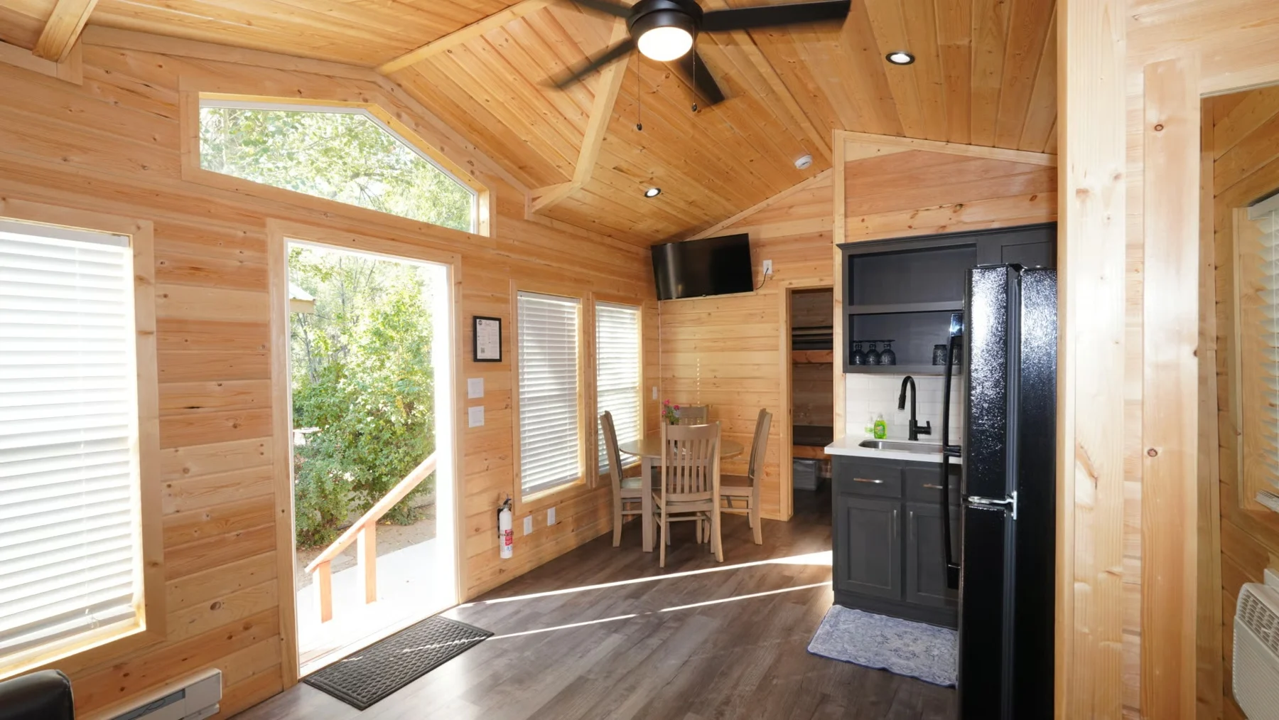 Cabin kitchen and dining area
