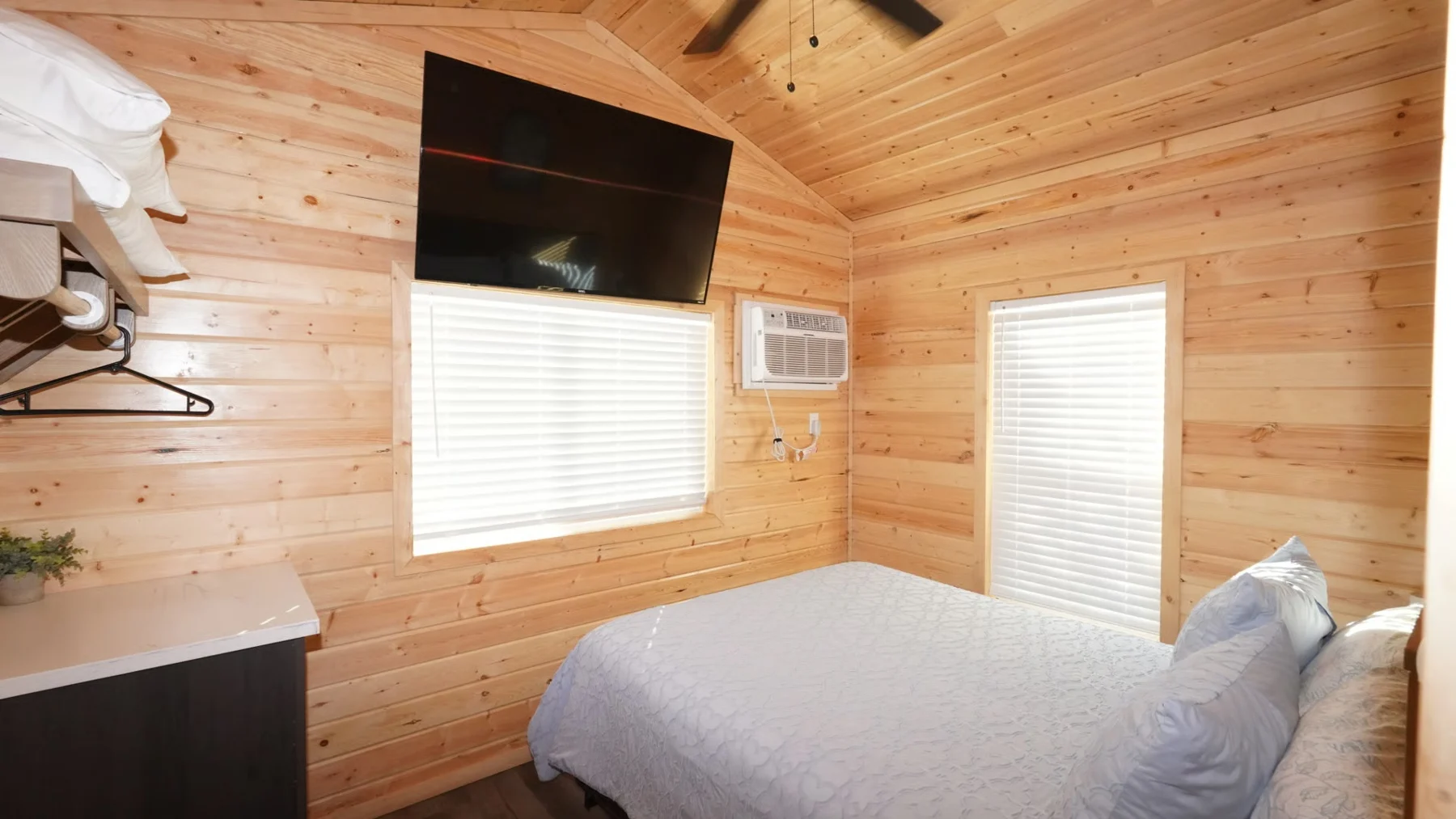 A cozy cabin bedroom