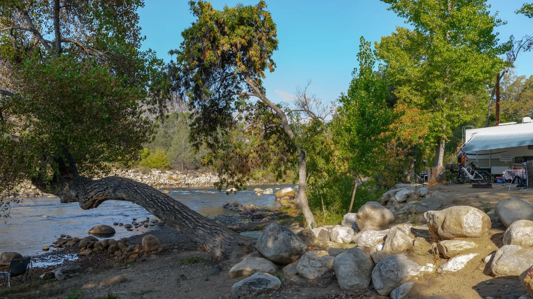 Rocks and rushing river water