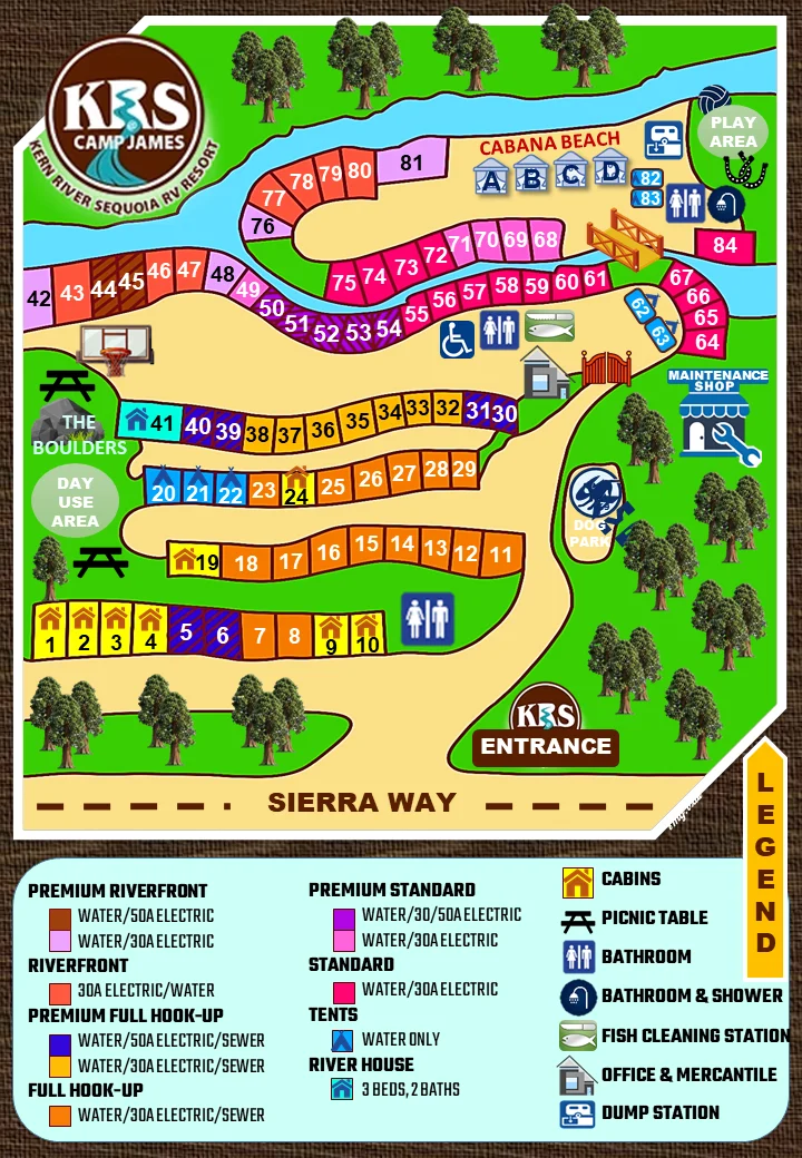 Published KRS resort map with site numbers